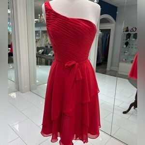 Mori Lee Red One-Shoulder Dress